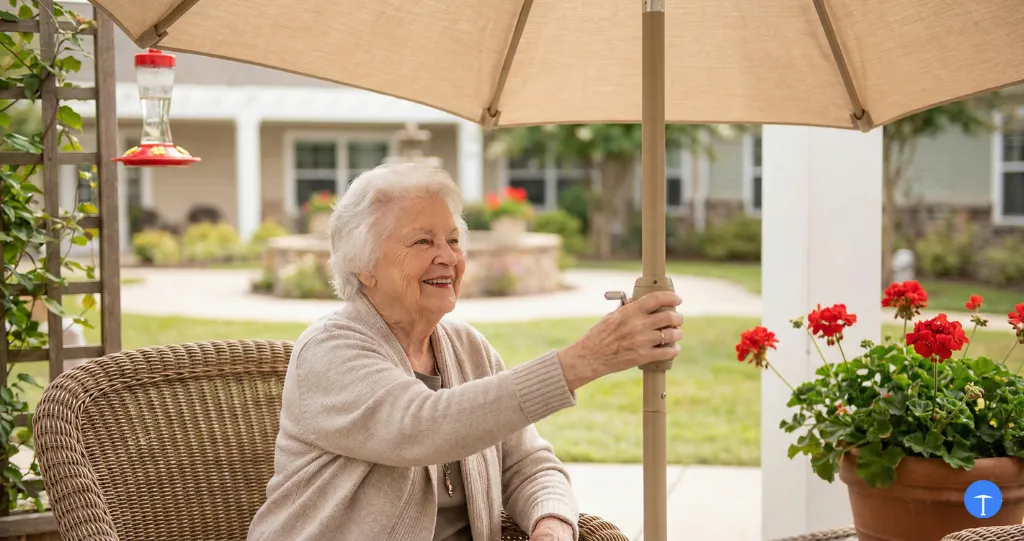 Manual collar tilt umbrella adjustment without push-button for easy operation